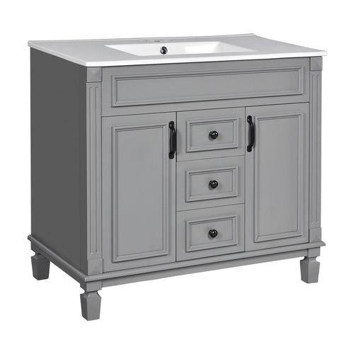 Bathroom Vanity With Top Sink, Basin On Cabinet With 2 Soft Closing Doors And 2 Drawers